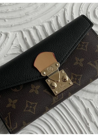 Жіночий гаманець коричневий + чорний із бляшкою подвійний No Brand (402252819)