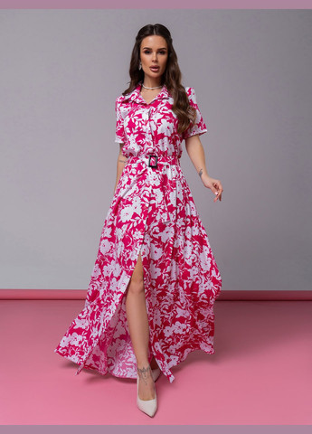 Малиновое повседневный платья ISSA PLUS с цветочным принтом