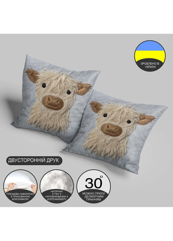 Декоративная подушка "Милый телёнок" – уютный деревенский стиль 45×45 см 1320545UA WONKEY (361968044)