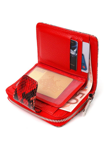 Стильне портмоне для жінок з монетницею на блискавці з натуральної фактурної шкіри 21605 Різнокольорове Canpellini (298920803)