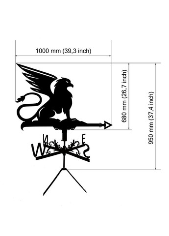 Флюгер на дом Грифон, флюгер на крышу из металла 3 мм. No Brand (368896488)