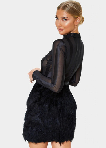 Чорна сукні міні з натуральним пір'ям PrettyLittleThing