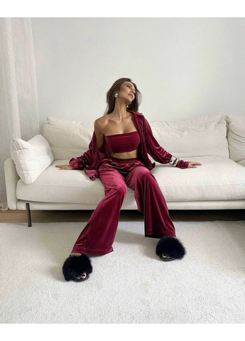 Бордовая женская пижама из бархата Osoblyva