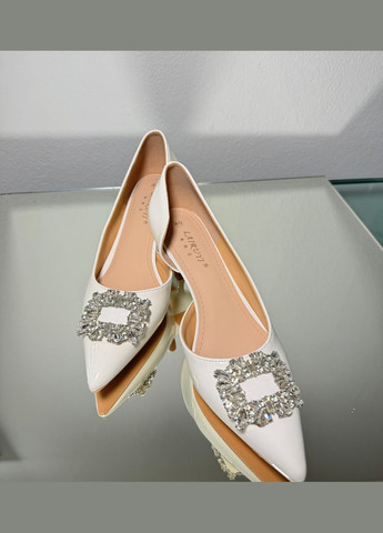 No Brand Свадебные женские лаковые туфли с брошью 8 см - Белый цвет белый з текстиль, — лето (322414723)