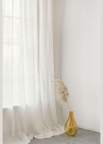 Тюль готовий пошитий молочний однотонний шифон на тасьмі, ширина 200 см, висота 270 см No Brand (332622889)