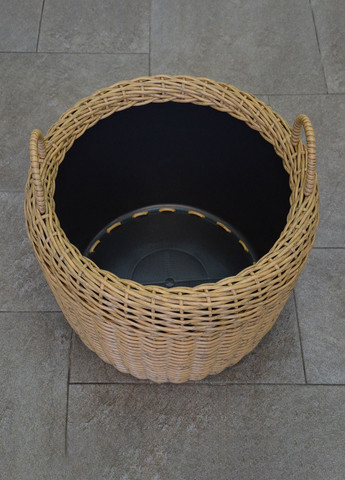 Корзина для дров плетеная (дровница) из искусственного ротанга ручной работы. Цвет Дерево. 20 литров Handmade (327878901)