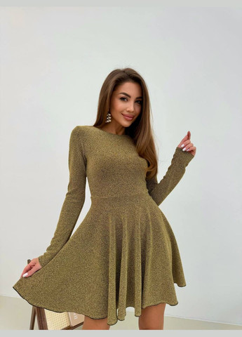 Золотий вечірня сукня клеш золотого кольору 30240 кльош Fashion однотонна