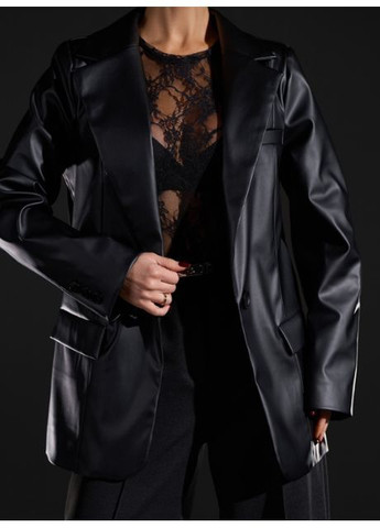 Черный женский стильный пиджак No Brand однотонный - всесезон