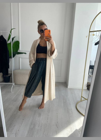 Светло-бежевое платье кардиган двухсторонняя ангора No Brand