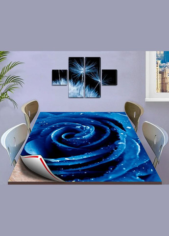 Покрытие для стола, мягкое стекло с фотопринтом, Синяя роза 120 х 120 см (1 мм) МСПБfl10707 Декоинт (278286976)