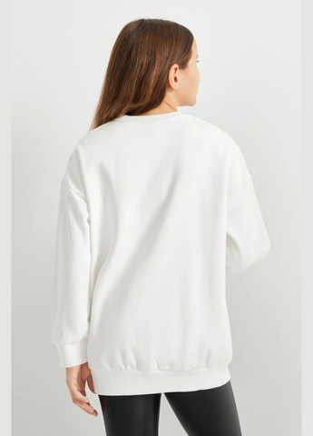 C&A свитшот с принтом wednesday однотонный белый кэжуал