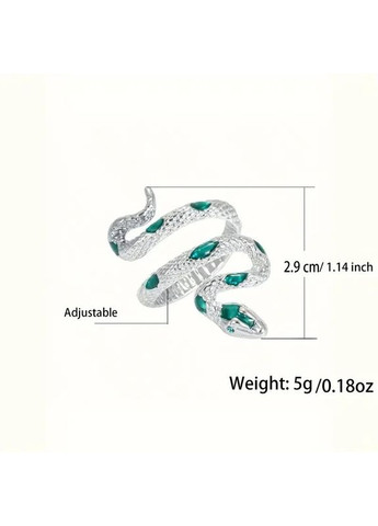 Каблучка срібляста жіноча у вигляді змії з чорною лускою розмір регульований AurumLux103 Fashion Jewelry (299331967)