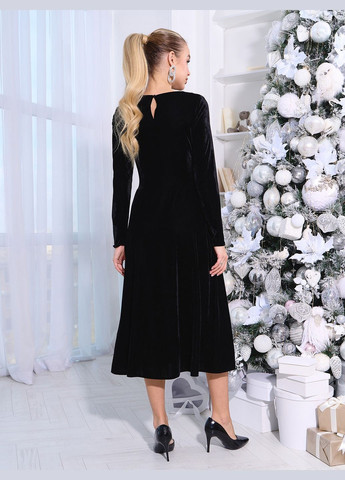 Чорна святковий, коктейльна, карнавальний, вечірня вишукана святкова сукня з велюру кльош No Brand