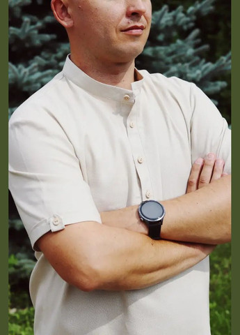 Сорочка чоловіча лляна на стійку бежева No Brand (323652719)