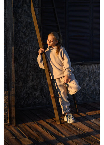 Бежевий флісовий костюм для дівчаток / підлітків No Brand