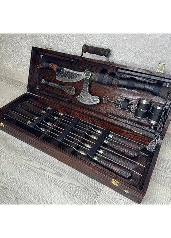 Набор шампуров бури ручной работы в деревянном кейсе. Шампура на подарок. No Brand (361377302)