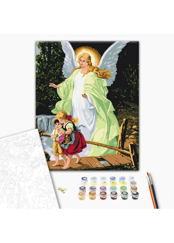 Картина за номерами Окрилені безпекою Картини у цифрах Діти та Ангел охоронець 40х50см Розпис на полотні BS53399 Brushme (372017458)