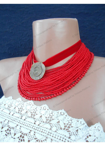 Ожерелье красное короткое с подвеской Пацьоркові мрії (369725123)