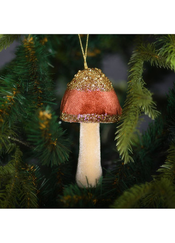 Іграшка на ялинку Гриб 974984 13 см бронзова Yes (369339206)