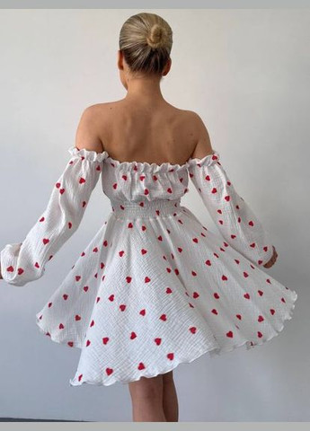 Белое платье нежное с сердечками 675eb No Brand