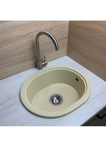 Кухонна мийка зі штучного каменю/кварцева 500х425х180мм, овальна CIRCUM Ivory Айворі (34810500425) Adamant (371191470)
