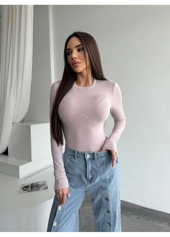 Однотонный силуэтный боди Fashion (375282672)