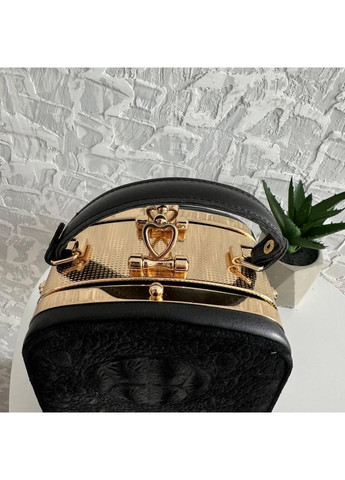 Замшева міні сумка барильце для жінок з каркасом і тисненням рептилії чорна жорстка сумочка ProDobro (363259788)