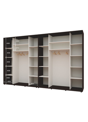 Шафа-купе чотиридверна 320*60*240 см Венге ДСП + Дзеркало + Дзеркало + ДСП Максі Комфорт Меблі (360438555)