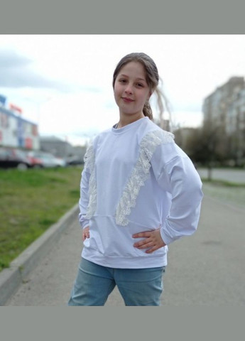 Білий світшот з мереживом 2 Льва (342415029)