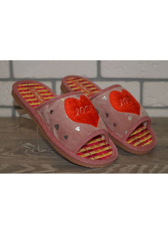 Жіночі домашні капці з бамбуковою устілкою та сердечком темно-рожеві No Brand Sollaza (292128924)