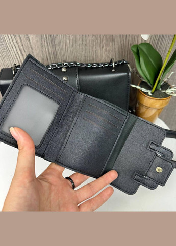 Набор женская сумочка клатч с плечевым ремнем и женский кошелек черный (sku_771+625) No Brand (330575606)