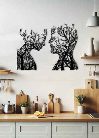 Дерев'яна картина на стіну, декор для кімнати "Закохана пара", стиль лофт 80х60 см Woodyard (292013804)