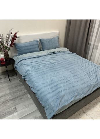 Постельное белье "Luxury Жатка Велюр" (Евро). 200х230 см голубого цвета. No Brand (365749760)