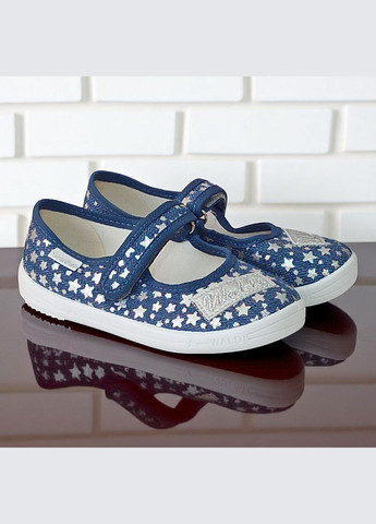 Синие ортопедические тапочки на липучке для девочки сменная обувь в садик валди Waldi