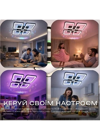 Потолочная светодиодная люстра с музыкальной колонкой и RGB подсветкой для гостиной и спальни YZD1268 Белая Valeso (397539010)