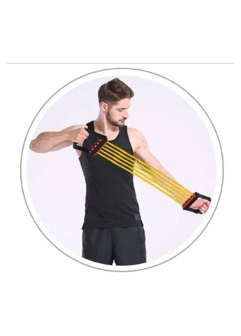 Эспандер плечевой на 5 резиновых жгутов, цвет желтый, ручки пластик World Sport (297080183)