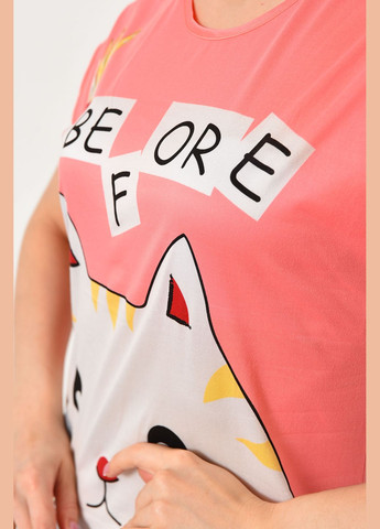 Ночная рубашка женская розового цвета с рисунком Let's Shop (290839510)