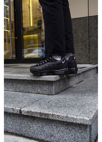 Сірі Осінні кросівки чоловічі nike air max 95 black grey найк аір макс 95 No Brand