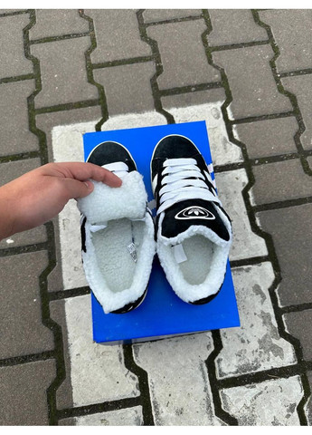 КРОССОВКИ ЖЕНСКИЕ ADIDAS CAMPUS 00S BLACK BEIGE FUR АДИДАС КАМПУС No Brand чёрные зима (367175234)