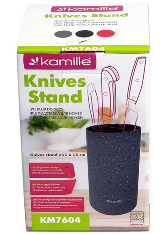 Колода для ножів Brash Stand Мармур 18см пластикова кругла Kamille (330017396)