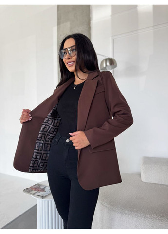 Коричневый женский женский пиджак No Brand однотонный - демисезонный