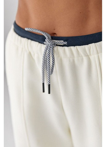 Теплые спортивные штаны палаццо с двойным поясом - черный цвет Lurex (364967707)