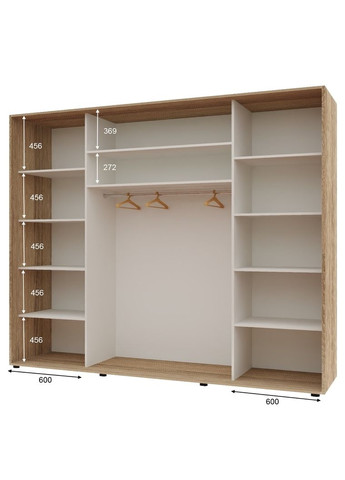 Шафа-купе тридверна 260*60*240 см Натуральний 3 двері ДСП Максі Комфорт Меблі (360478606)