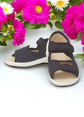 Дитячі відкриті тапочки капчики для хлопчика ортопедичні текстильні босоніжки Адам новий чорні Waldi (301524822)