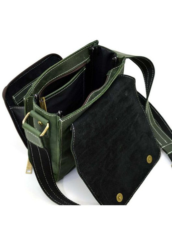 Мужская сумка через плечо из натуральной кожи с дополнительными карманами зеленая TARWA (302315096)