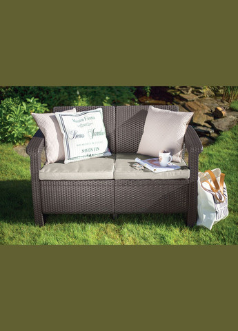 Диван пластиковий садовий Corfu II Love seat, коричневий Keter (329407703)