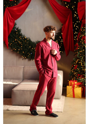 Піжама чоловіча в клітинку фланель SOFT червона Handy Wear (315705519)