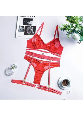 Червоний демісезонний мереживний комплект с поясом. яскравий і створювальні еротичний комплект спідньой білизни пристрасних почуттів No Brand