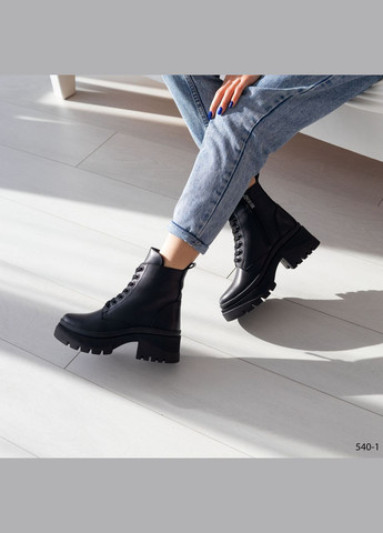 Комбинированные демисезонные женские кожаные ботинки No Brand