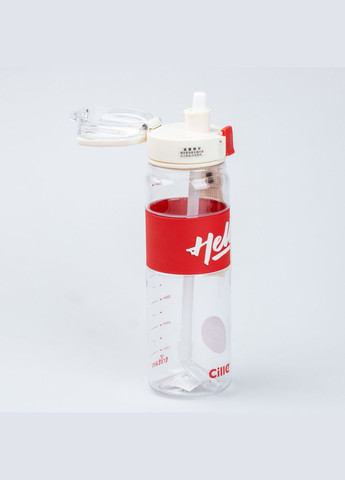 Бутылка для воды 860 мл тритан с ремешком и ручкой Красная Happy Life (315718384)